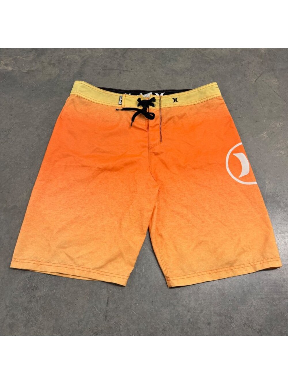 Y2K Hurley Mens Orange Gradient Board Shorts Size 34